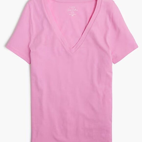 J. Crew Factory h5967 Pink Vintage slub cotton V-neck tee  NWT - Picture 3 of 8